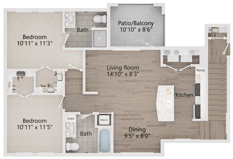 a floor plan of a living room and a dining room